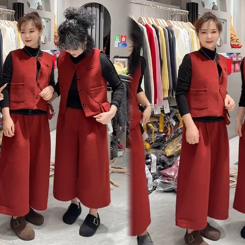 2025秋冬新款时尚显瘦气质网红高档套装女高级百搭宽松大码三件套