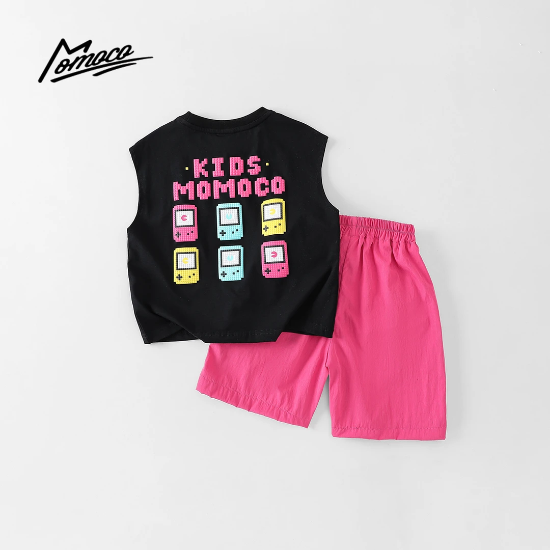 MOMOCO男童夏季新款休闲字母印花套装无袖薄款两件套77230578872