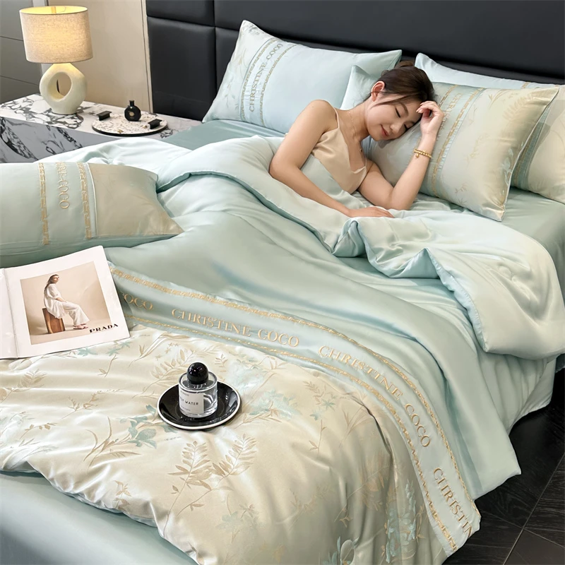 轻奢A类天丝雕花刺绣夏被莱赛尔夏凉被凉感丝滑空调被被子可机洗