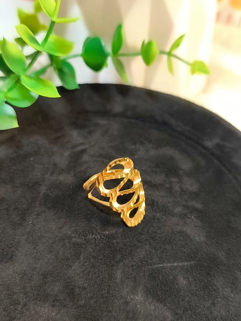 铜合金耳饰 【金枝】重工轻奢镂空百搭可调节开口戒指9023