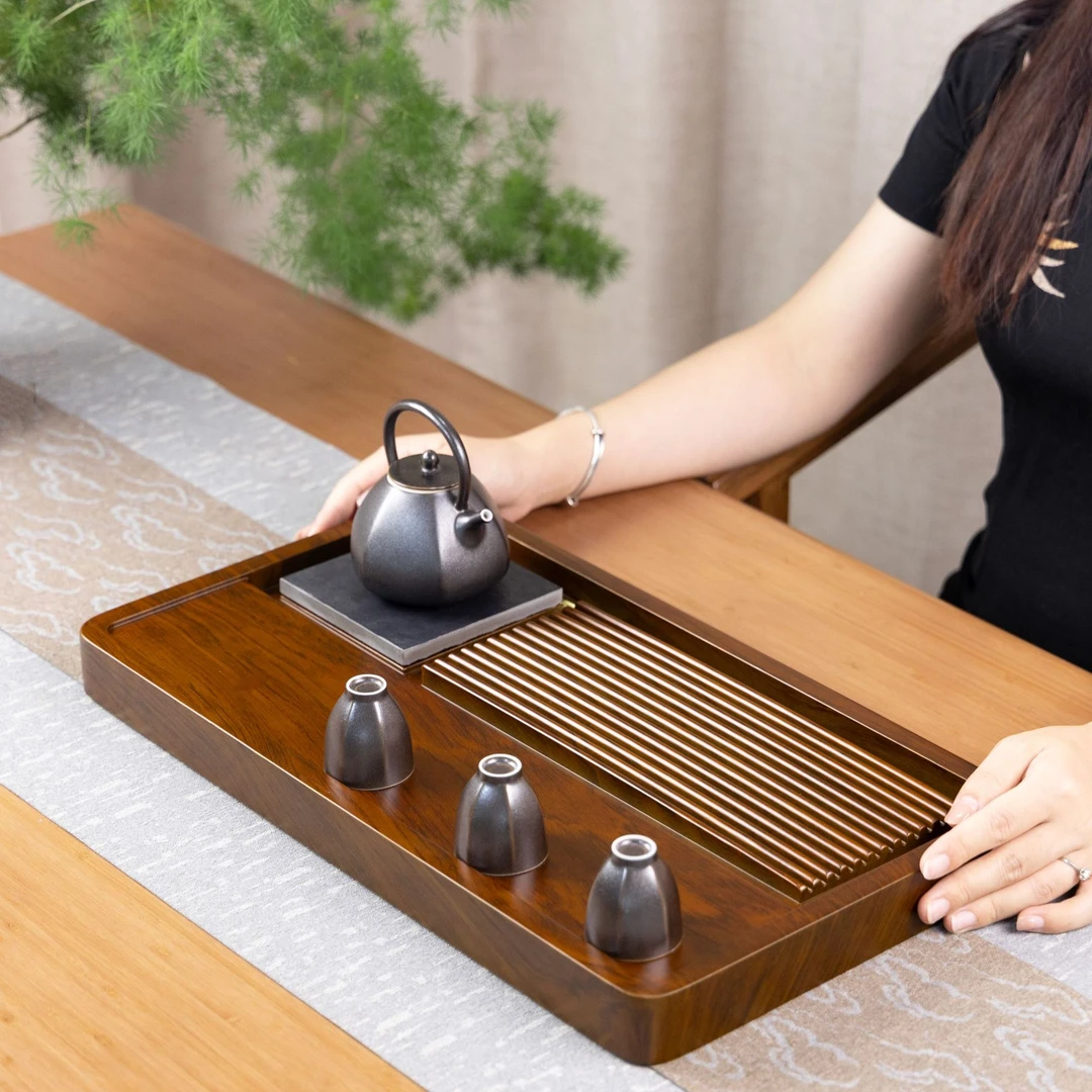 纳福50*28*4（黄棕色）25款家用茶盘实木整块高端茶台客厅茶海简约