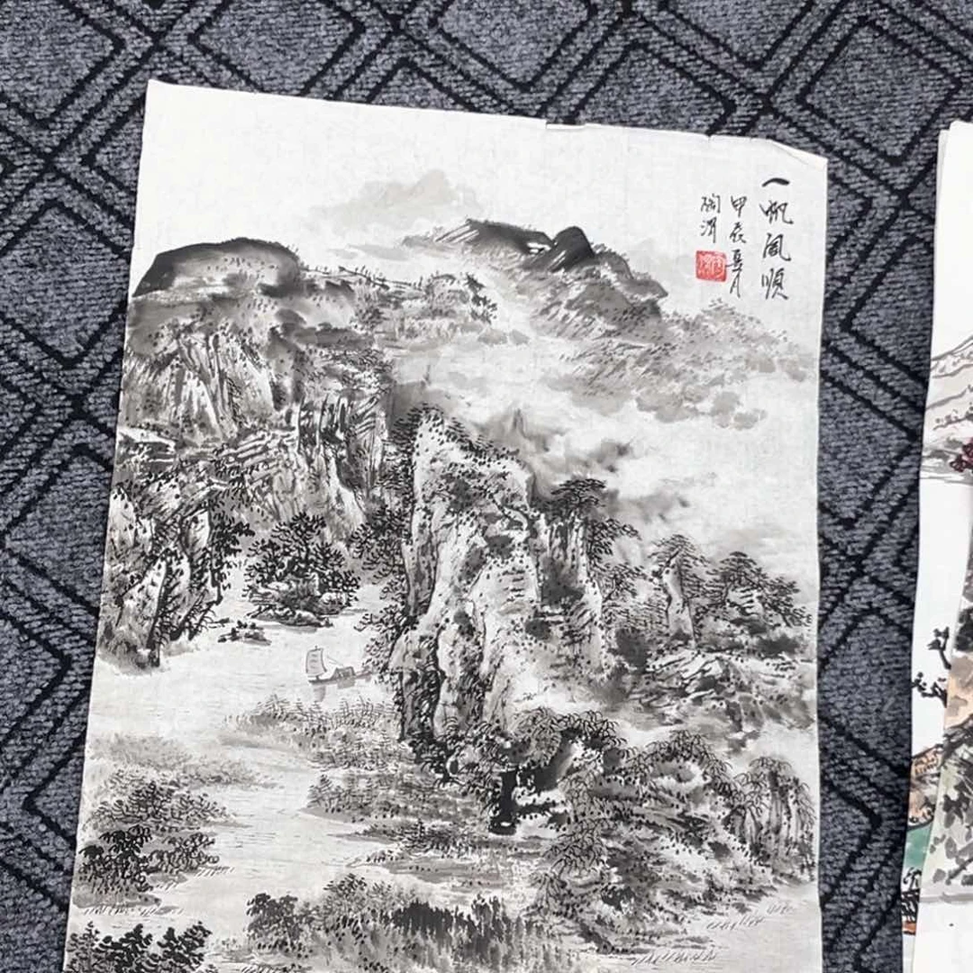 国画陶渭老师四尺三开山水