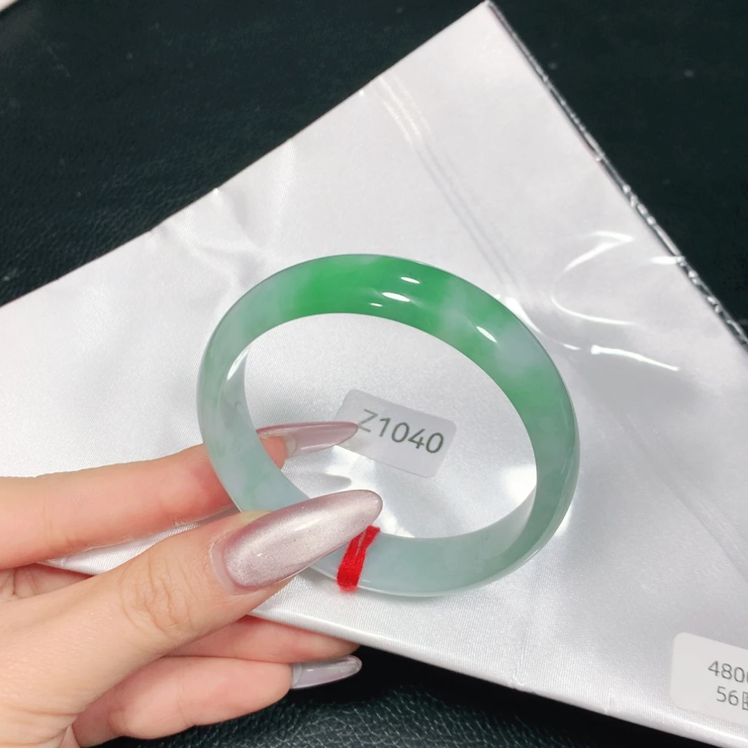 翡翠未镶嵌手镯56圈半山水小轮胎细腻04