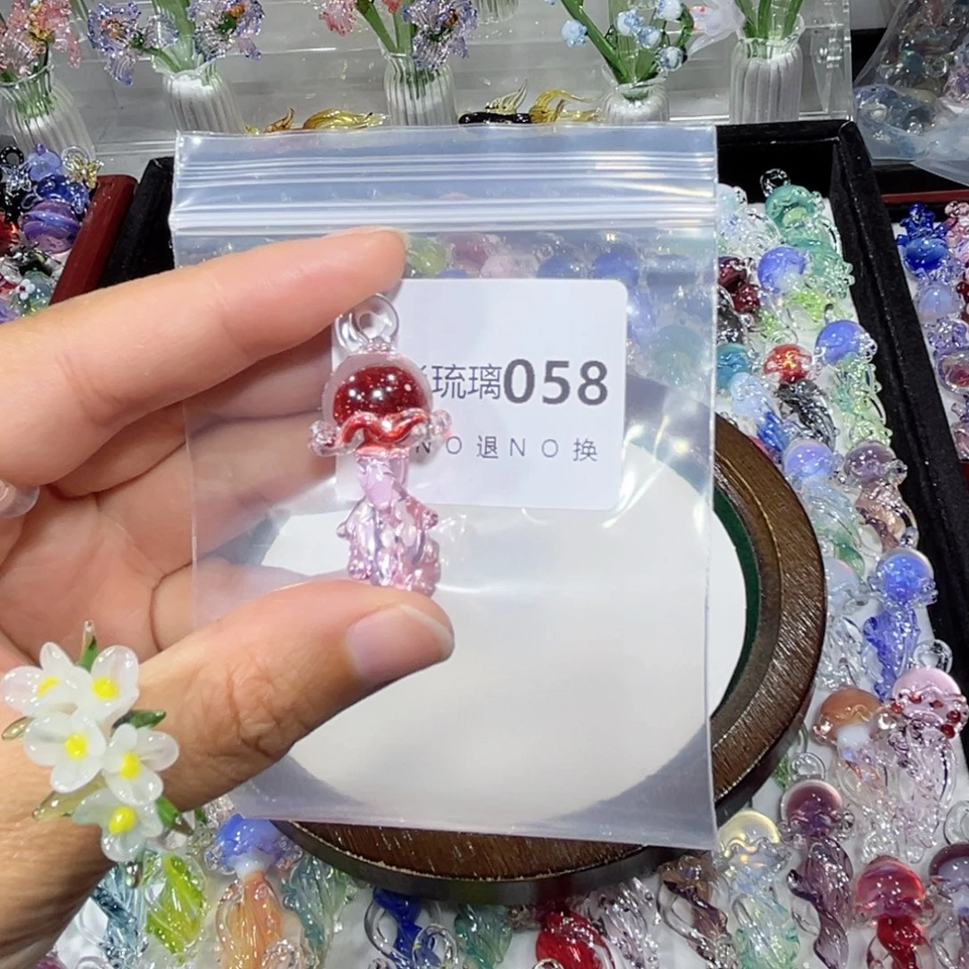 吊坠(不含链)琉璃58红色水母