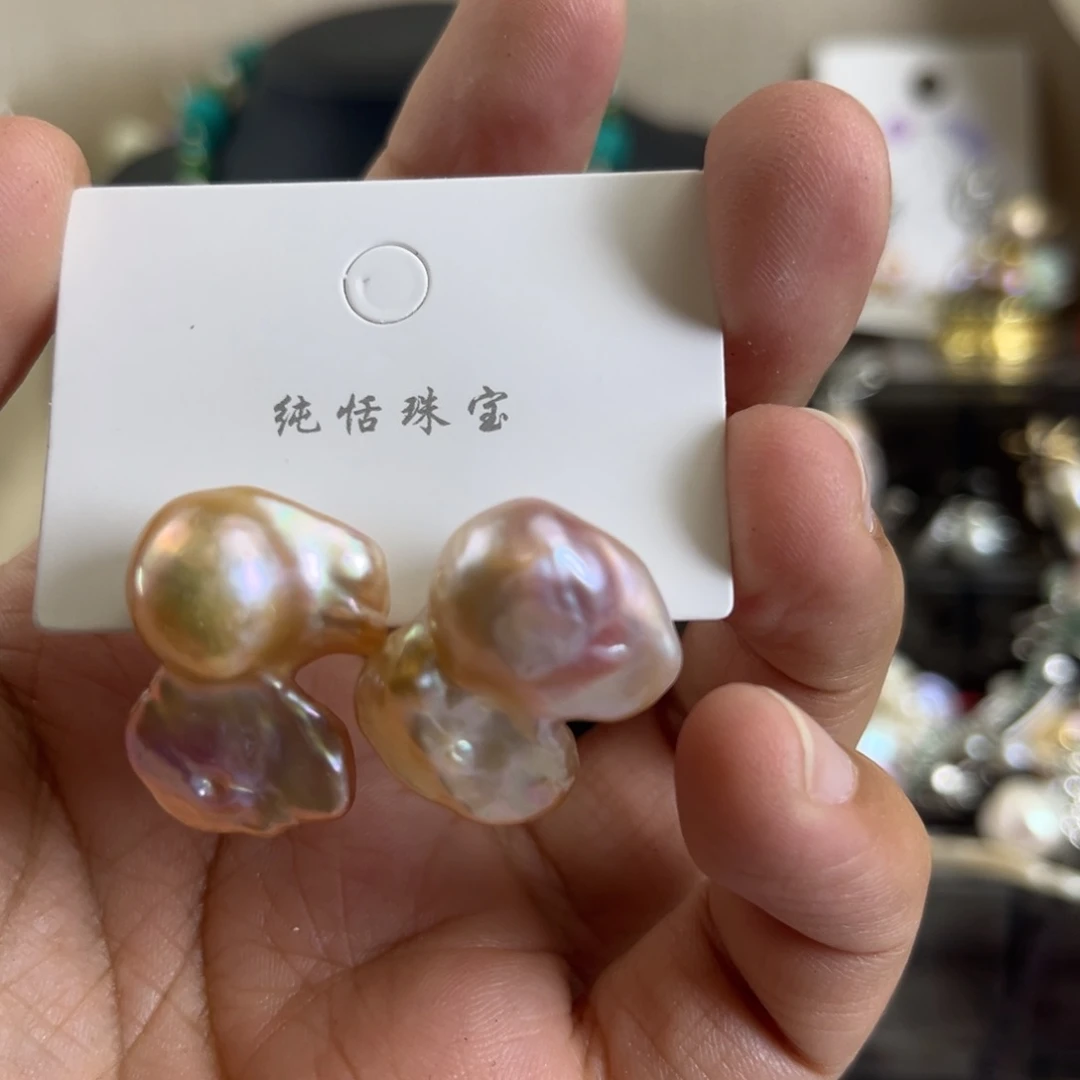 夏***ฅ未镶嵌淡水珍珠耳饰【纯恬】