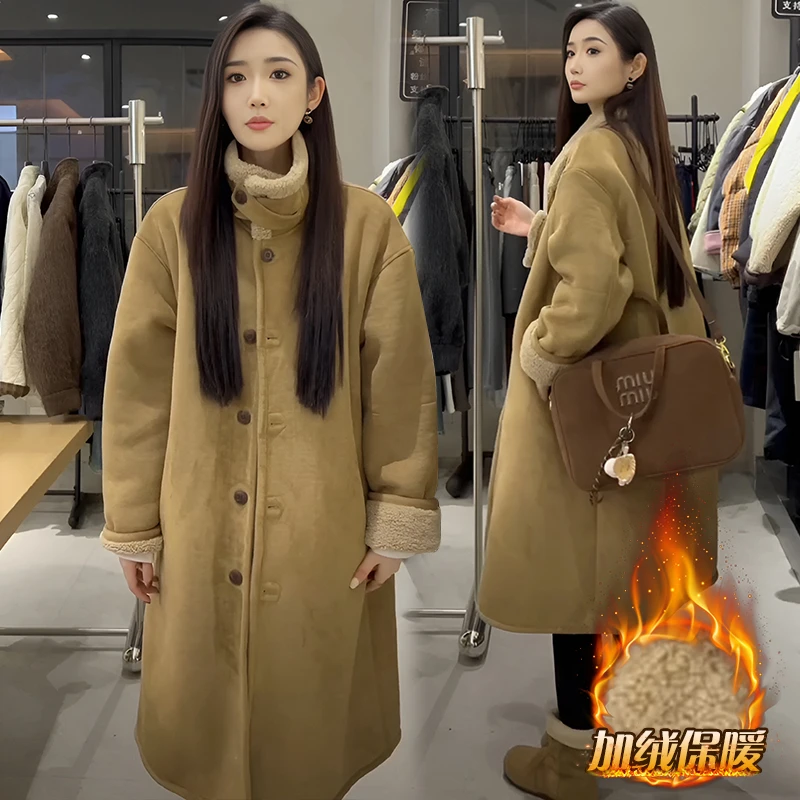 欧货时尚毛毛外套女2025冬新款高级感轻奢小香风加绒中长款大衣