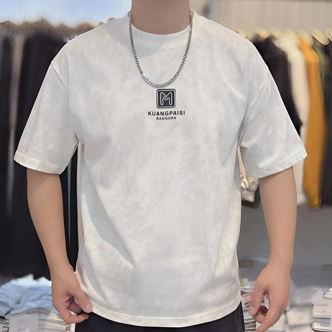 液氨棉（实体店爆品-扎染做旧）夏季百搭舒适宽松休闲圆领短袖W719