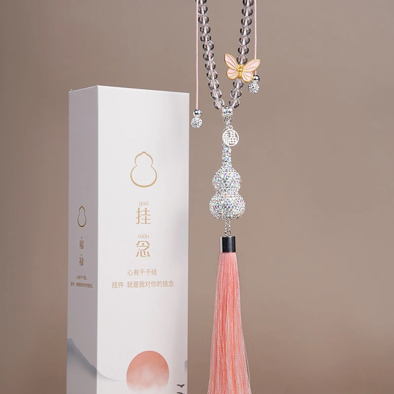 新款镶钻水晶葫芦挂件福禄国风平安汽车挂件后视镜车内饰品