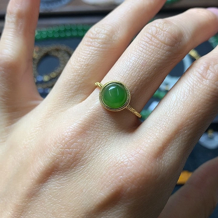 和田玉戒指银S925镶嵌