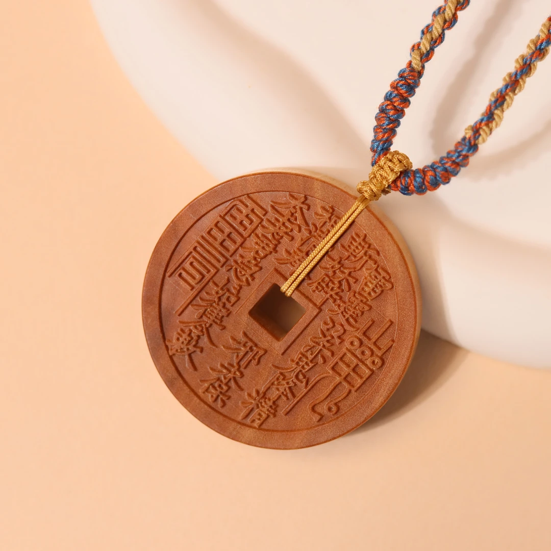 迈索尔正产区老山檀 吉语精雕挂件吊坠 直径4.5cm