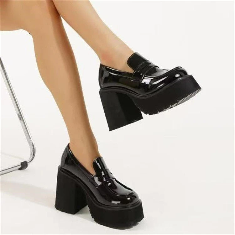 8公分单鞋厚底小皮鞋女英伦风2025年春秋新款jk厚底鞋乐福高跟鞋