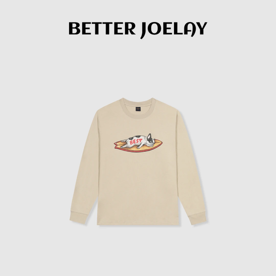 BETTER JOELAY-【酣睡狗狗】时尚百搭潮流简约T恤宽松慵懒风KH1357