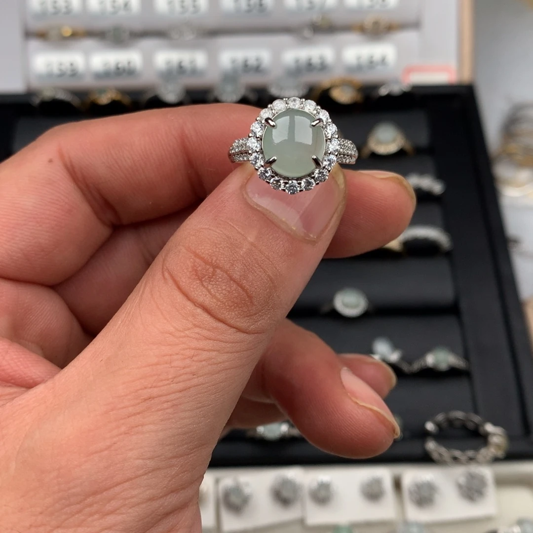 翡翠银S925镶嵌戒圈225