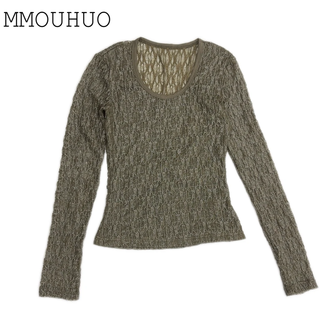 深圳MMOUHUO新款蕾丝小衫U领T恤上衣