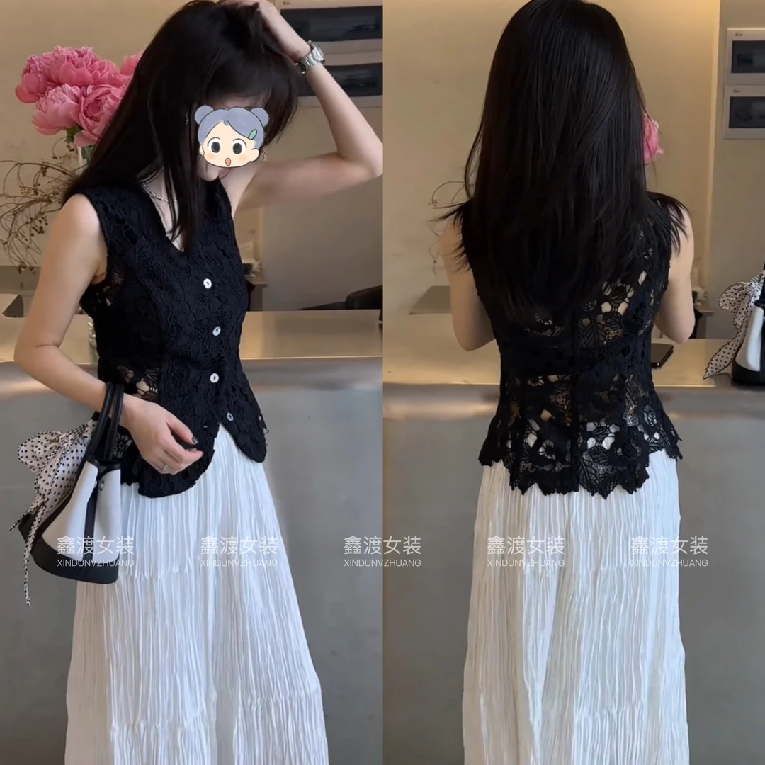 2025春夏新款时尚显瘦气质女士网红洋气两件套百搭款D6794