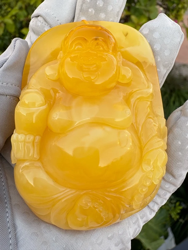 假一赔十，天然琥珀蜜蜡吊坠，蜜蜡雕刻件，琥珀蜜蜡佛公 编号26