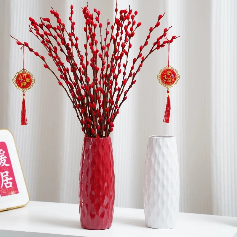 花瓶塑料银柳专用花瓶新年中式家用装饰客厅仿真干花插花现代花瓶