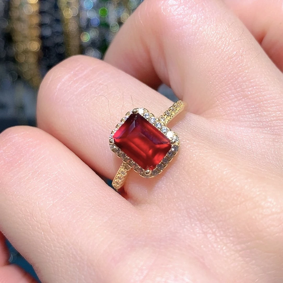 银S925镶嵌戒指石榴石芬达石福利