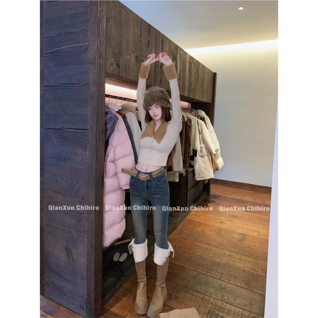 「韩漫腿精」牛仔裤预QXD5NZK8670A(带腰带)