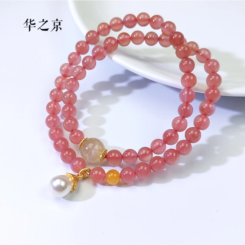 【华之京】南红双圈手串圆珠6mm  H3341