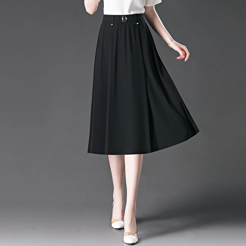 超好看独特漂亮半裙2025夏季新款冰丝半身裙中长款A字裙薄款伞裙