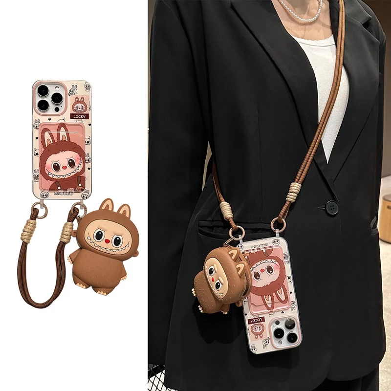 适用苹果17promax手机壳16/15斜挎带挂绳华为P60小米拉布布手机壳