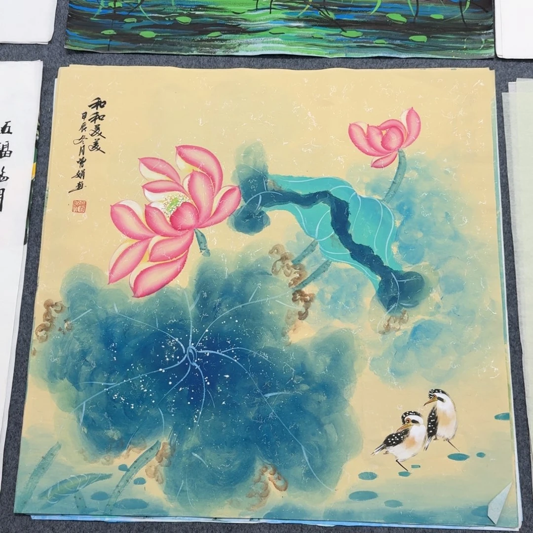 国画四尺斗方70X70纯手绘作品