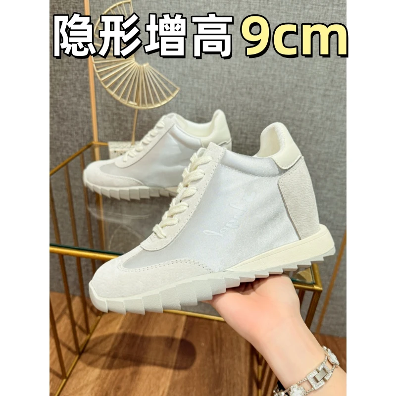 9厘米内增高透气德训鞋2025新款百搭小众时尚鞋子色阿甘板鞋9公分