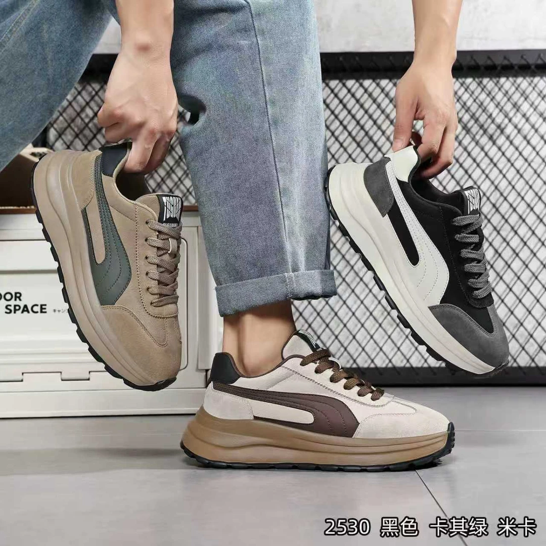 欧洲站2025秋季新款皮面透气休闲鞋阿甘鞋运动鞋厚底百搭旅游鞋