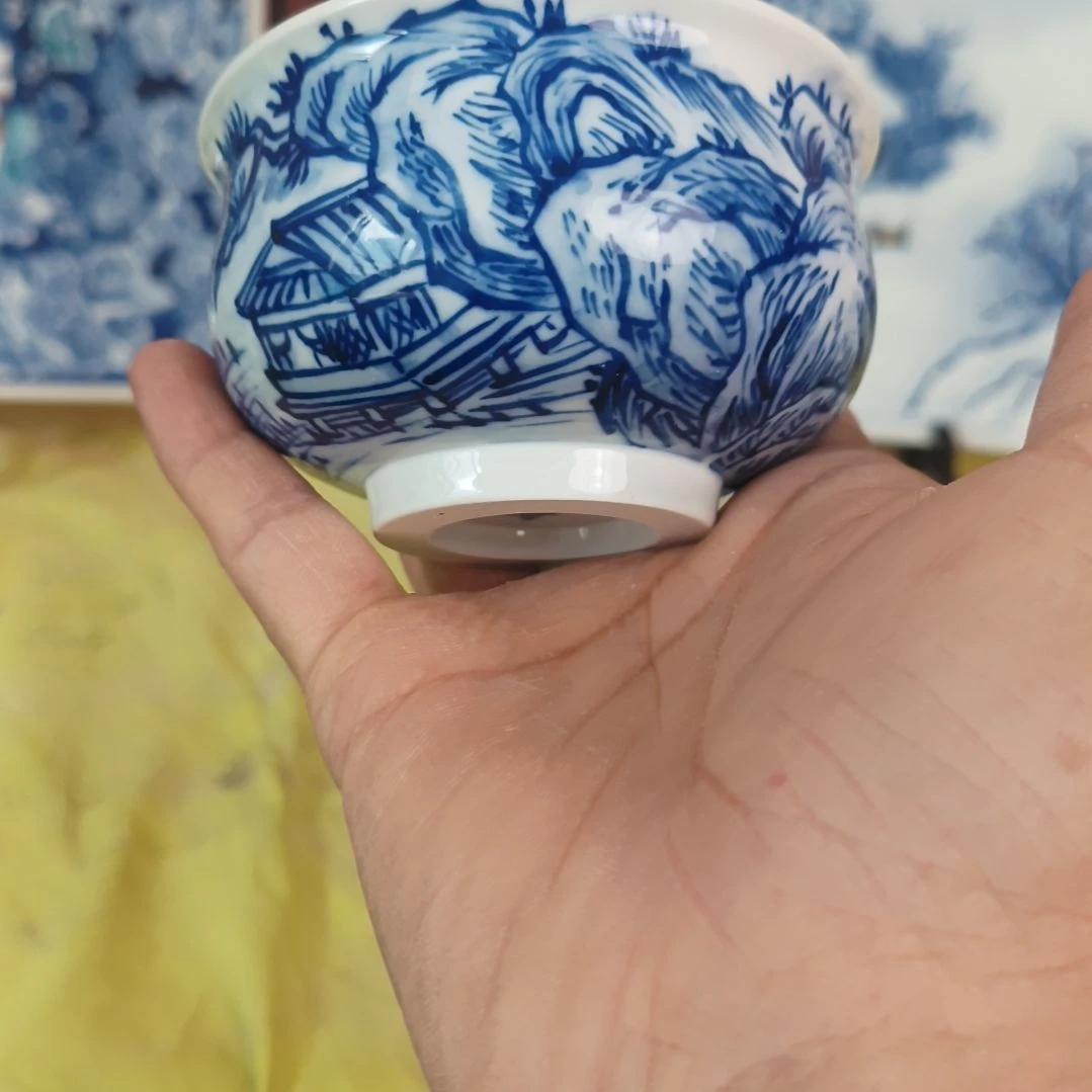 冰***泉景德镇手绘釉下彩手绘