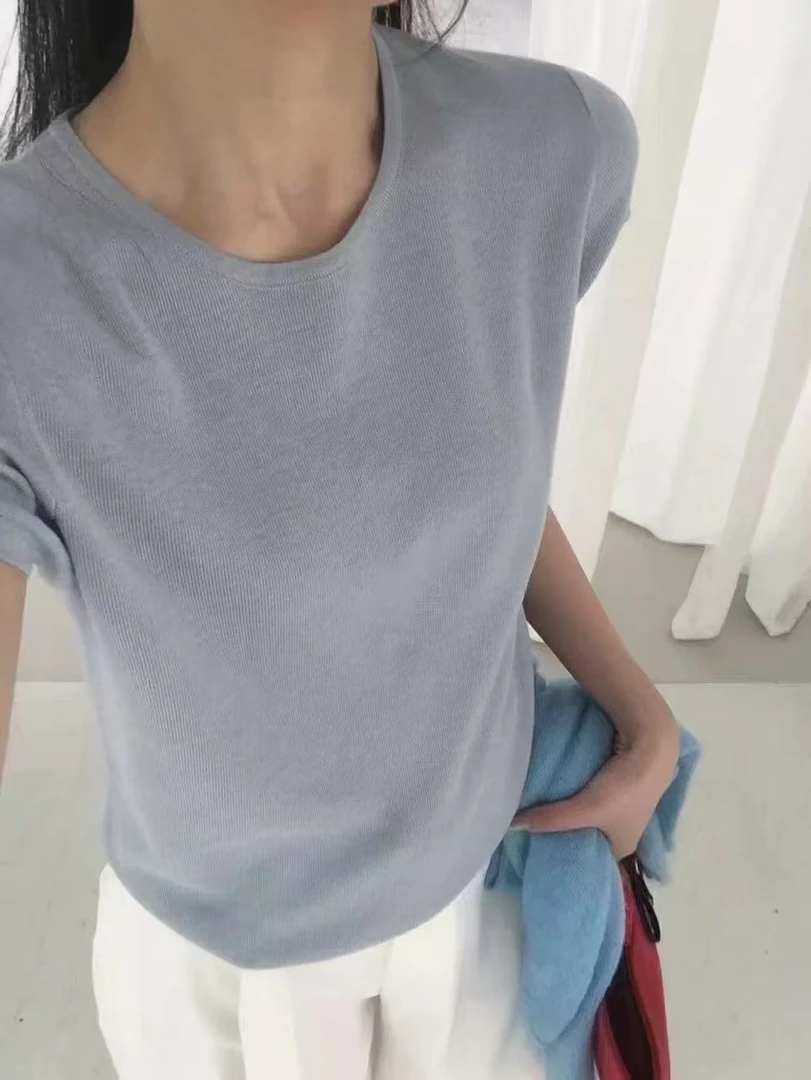 54079 简约圆领针织短袖