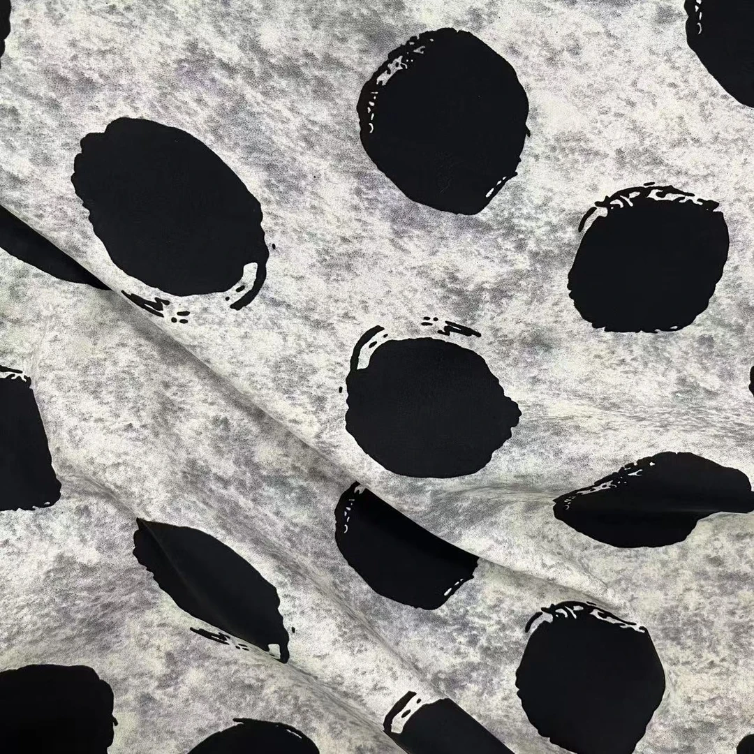 【若兰】袋鼠国订单！棉绸布料莱赛尔升级款 57号 黑色墨点