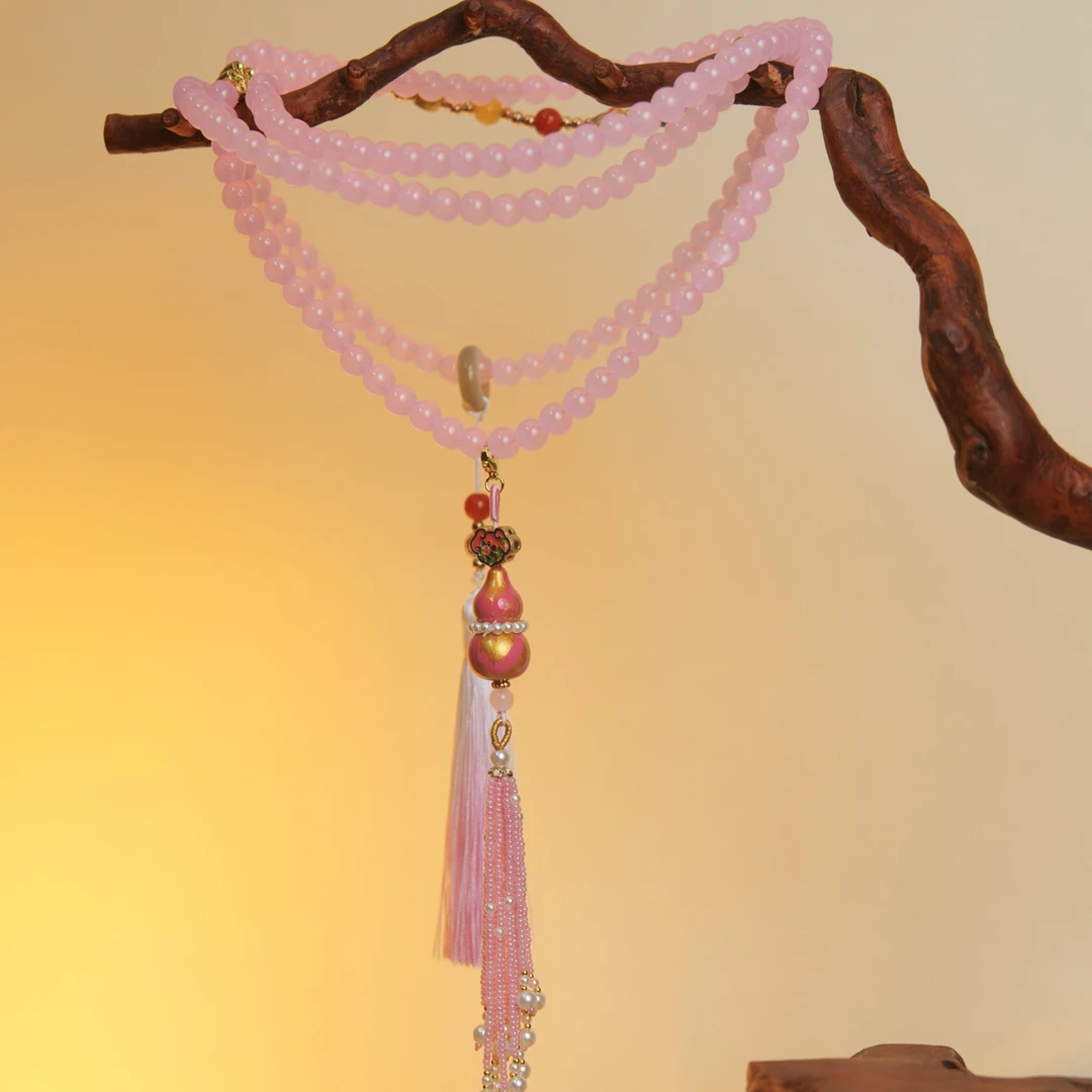 斜跨链中式复古流苏挂件背云中国风漂漆小葫芦脖挂