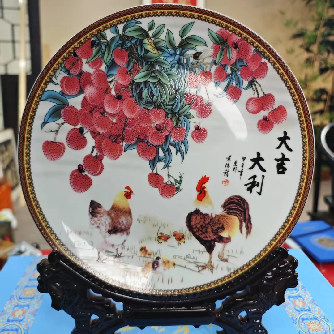 景德镇手工手绘大吉大利赏盘