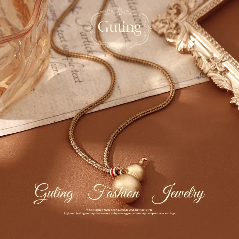 铜合金吊坠 6920古法葫芦吊坠项链女长款毛衣链高级感轻奢配饰品