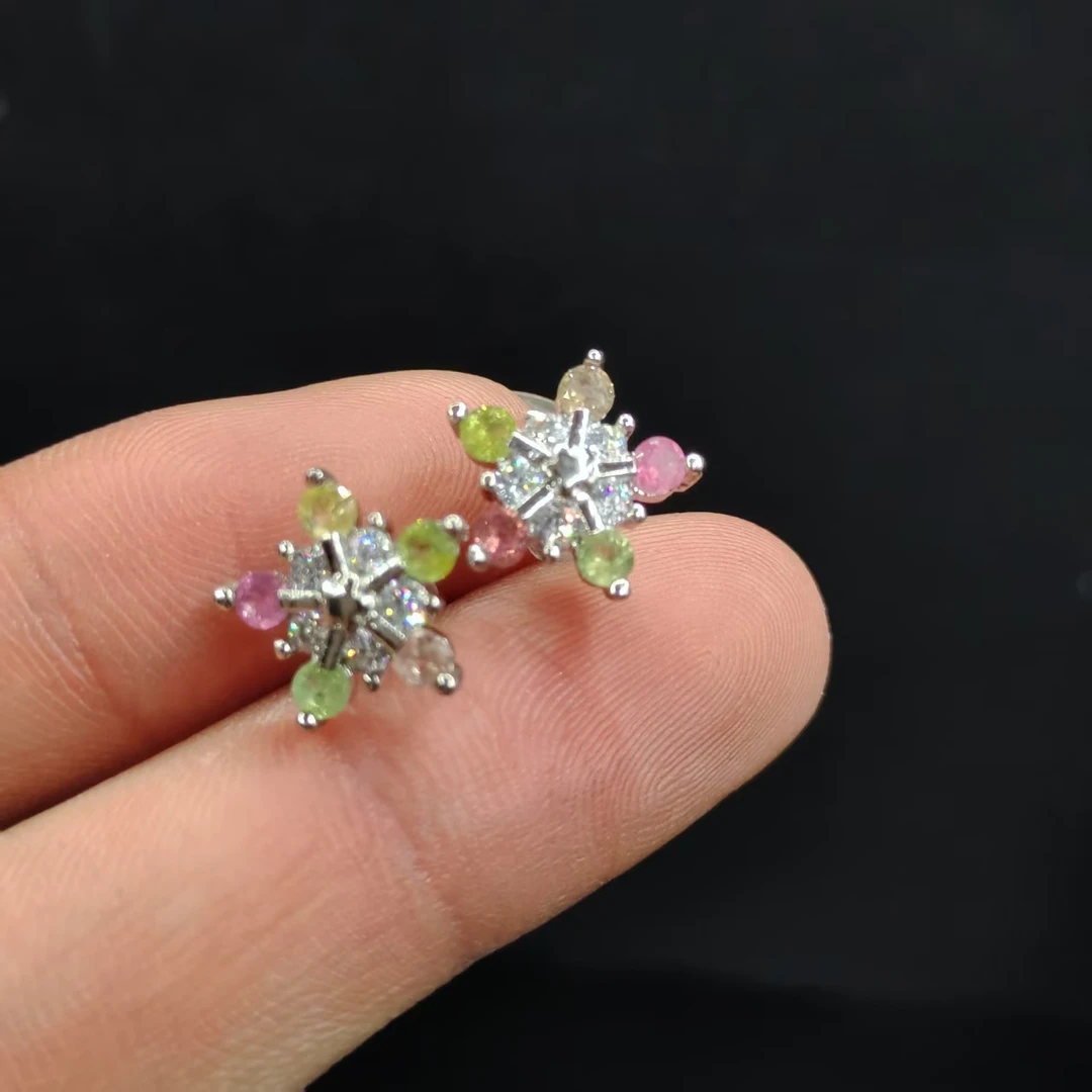 【龙龙严选】碧玺耳钉Y8【多样性发其一】