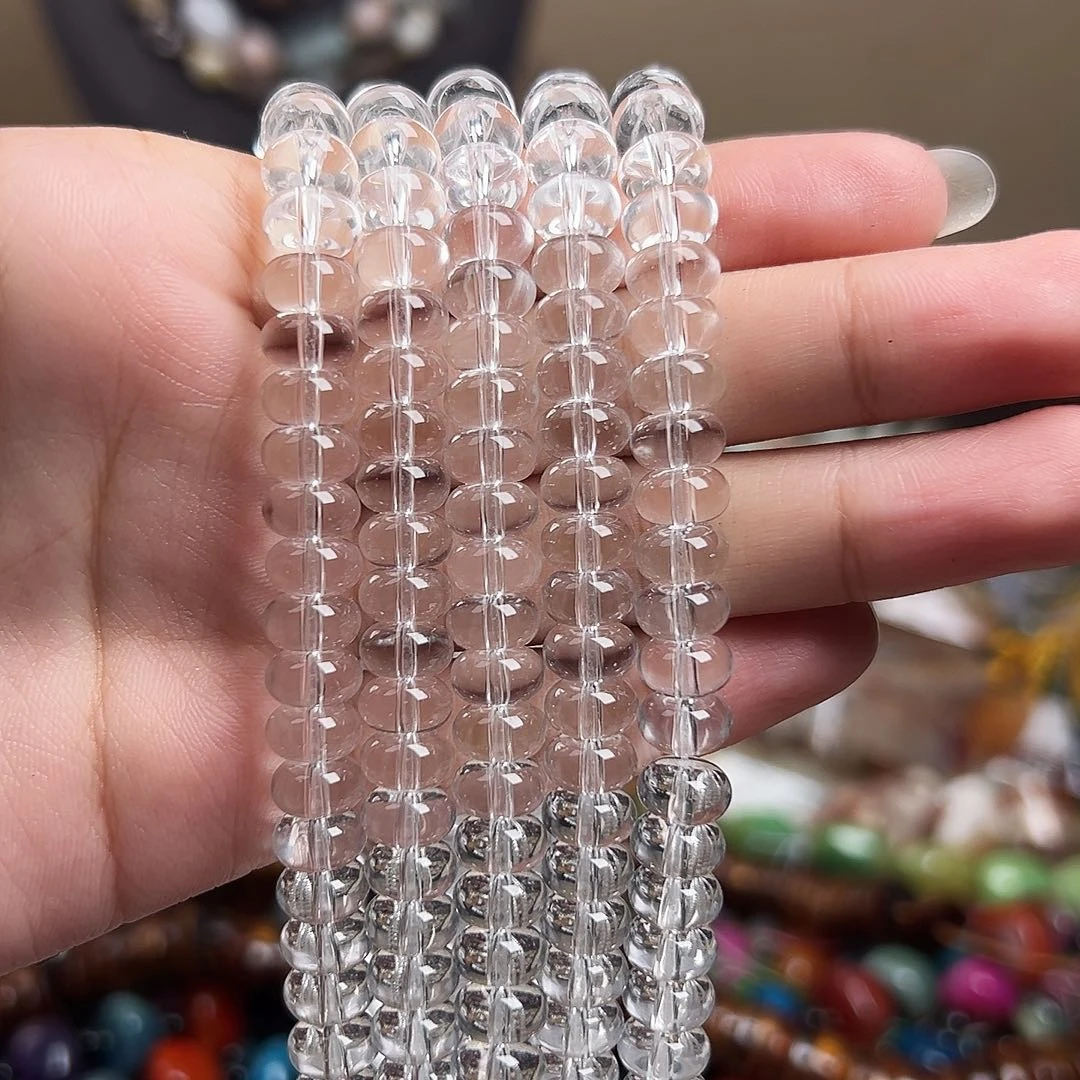 玛瑙/玉髓合金珠宝半成品J473白水晶算盘珠8m