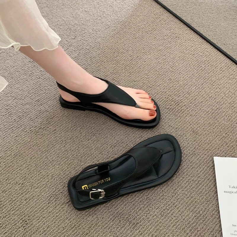 法式凉鞋女款鞋子新款厚底软平底时尚小众外穿鞋百搭夏季罗马鞋