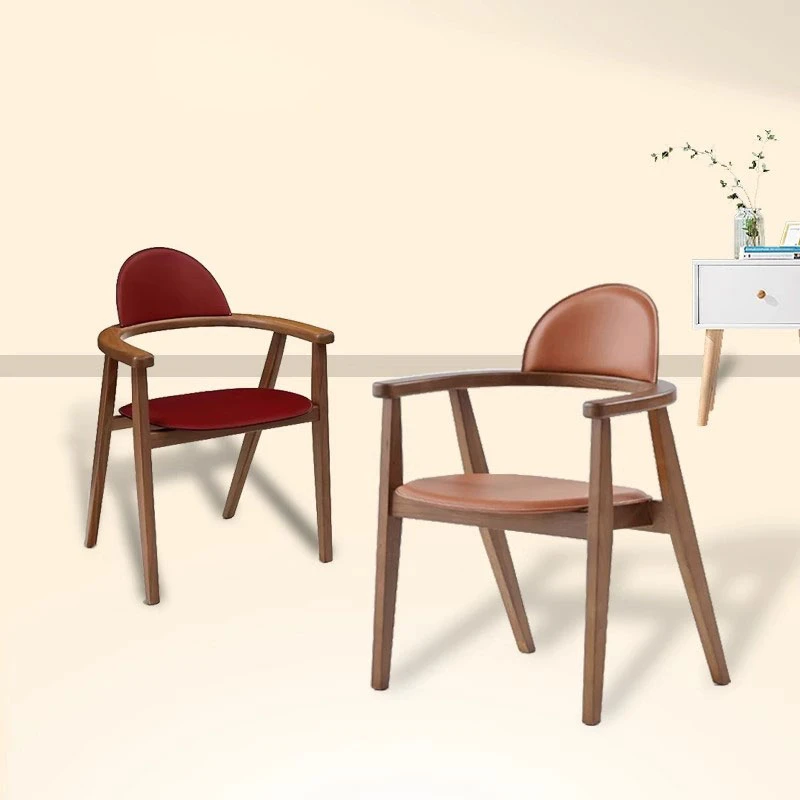 意式极简实木餐椅复古风白蜡木马鞍皮高级感爱马仕书椅茶椅子家用