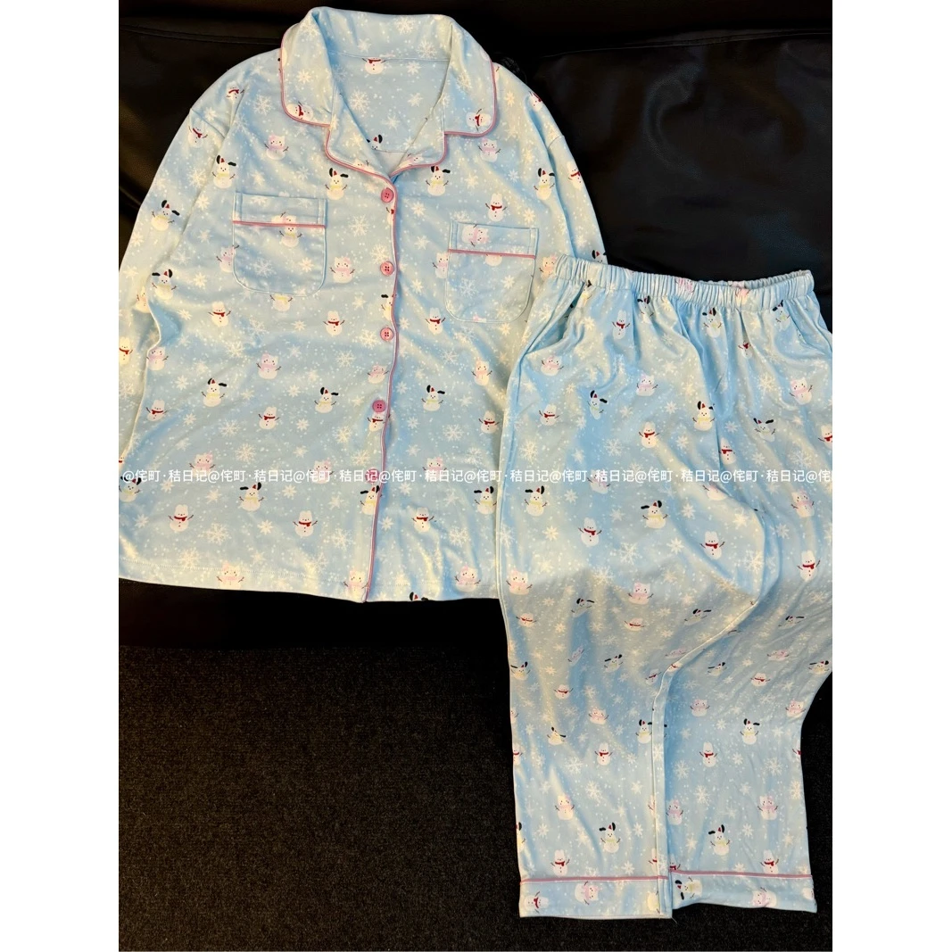 侘町kitty雪人德绒睡衣秋冬氛围感家居服可爱卡通套装