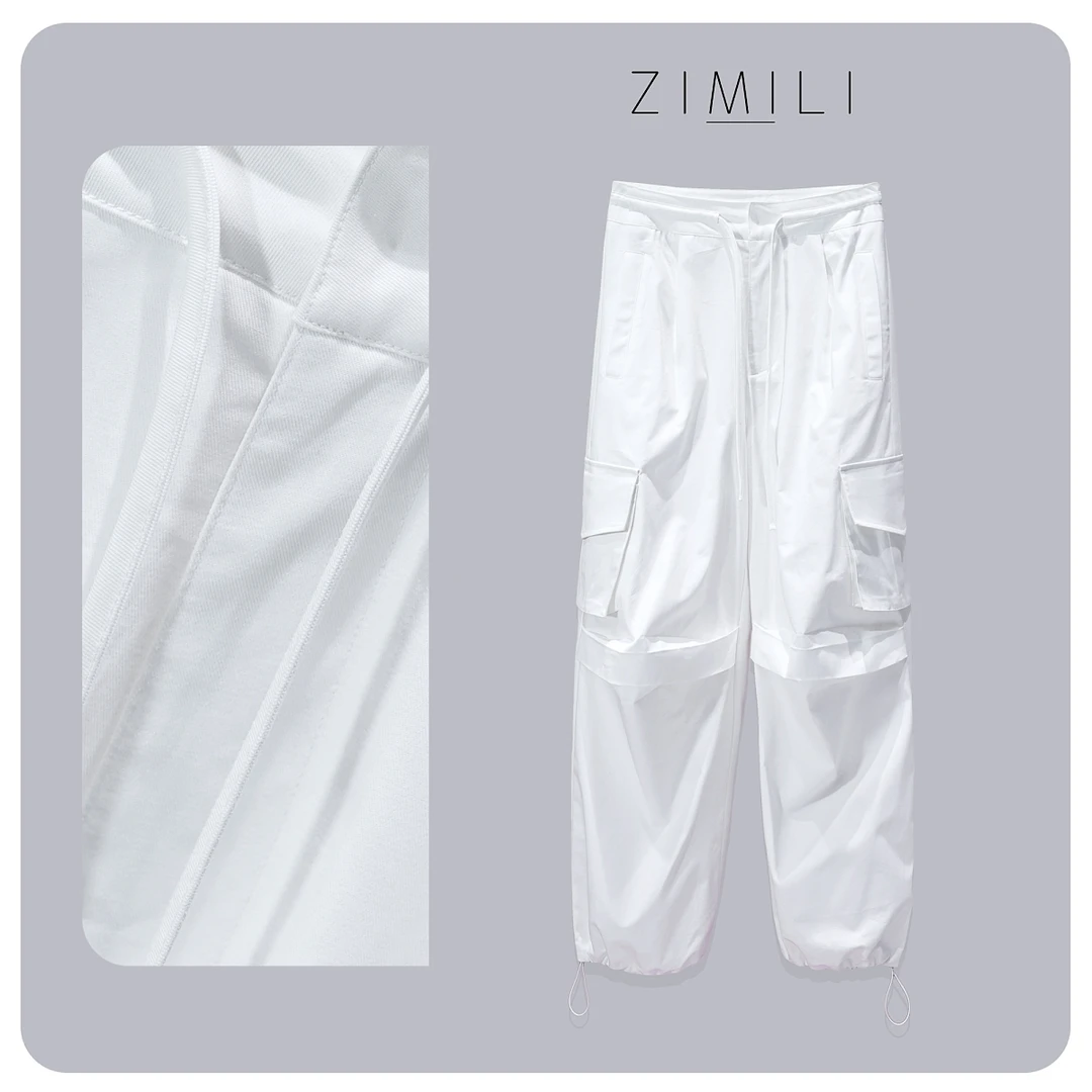 【子秋女装】2025春季月光白立体挺括有型时尚阔腿工装裤6213