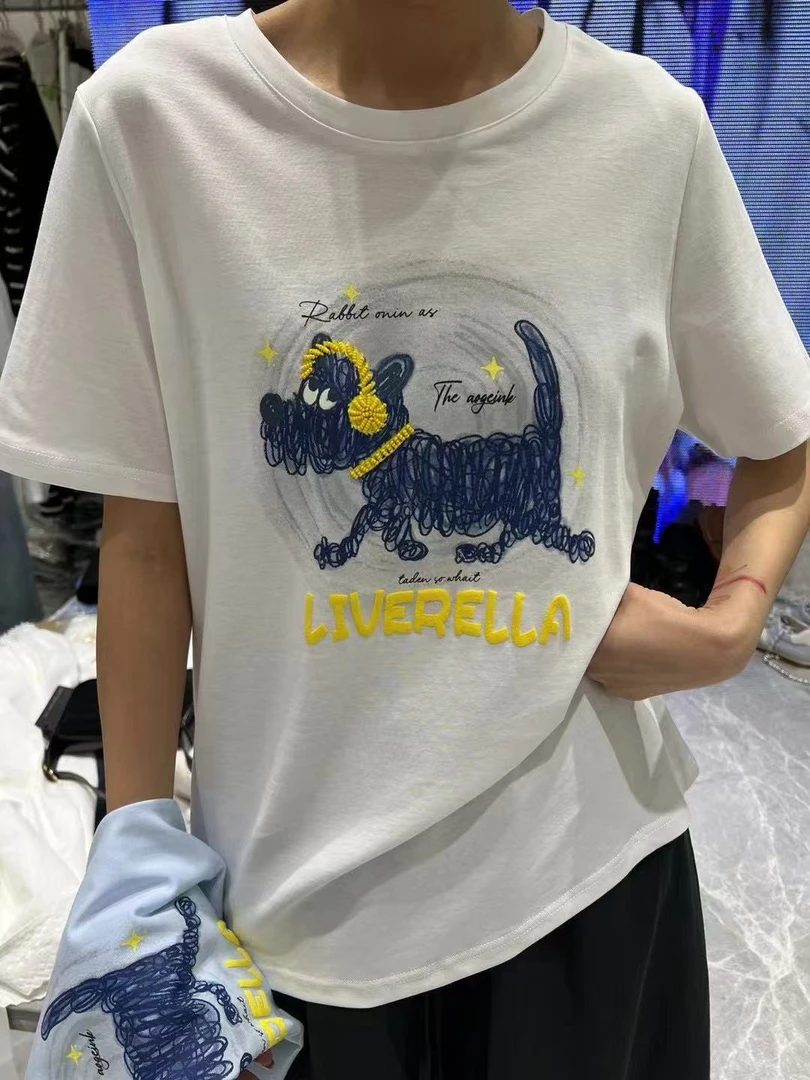 KM-常规款T恤卡通常规休闲百搭字母短袖宽松2798