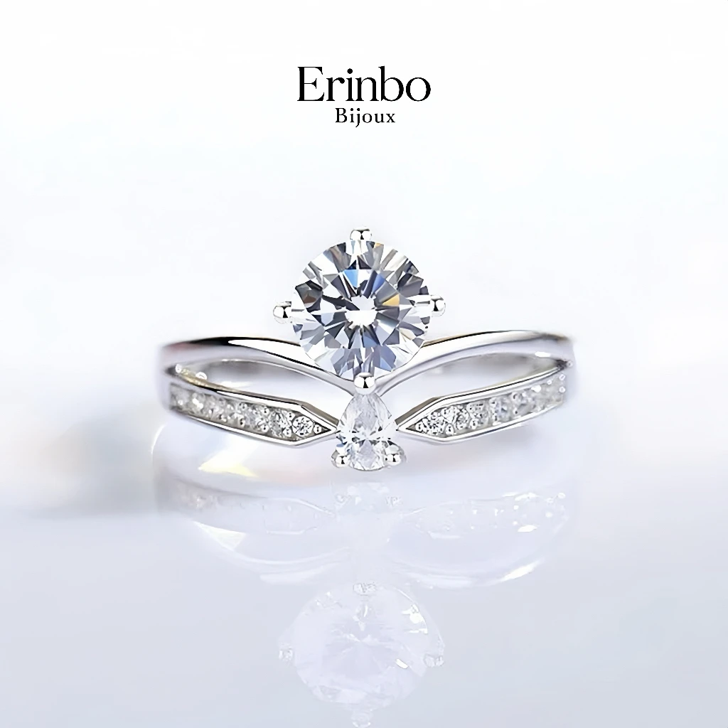 925银莫桑石戒指 “永恒冠冕”S925银高级莫桑钻戒指巴黎风女士戒指