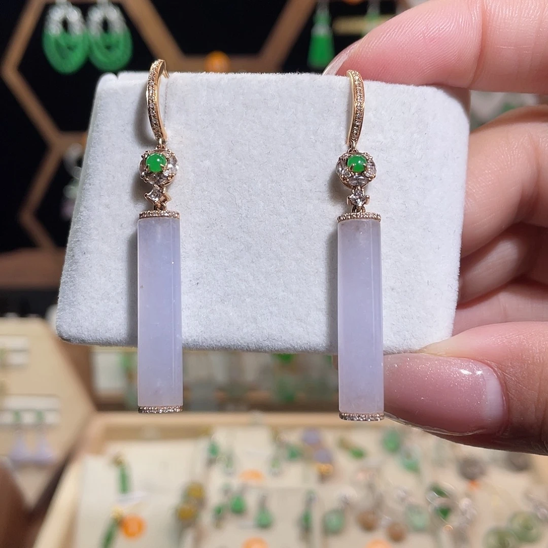 翡翠18K金镶嵌耳饰