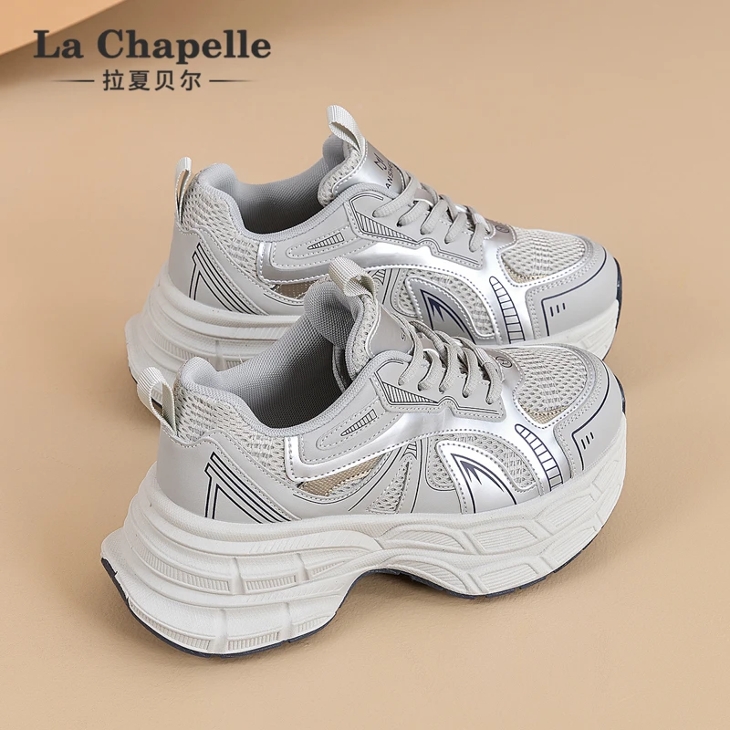 拉夏贝尔2025新款爆款网红厚底老爹鞋运动鞋时尚女鞋韩版冬季网面