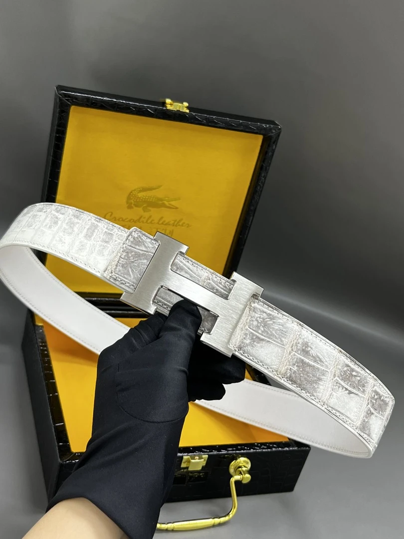 喜马拉雅鳄鱼皮皮带高端男士皮带真皮手工定制父亲节礼物