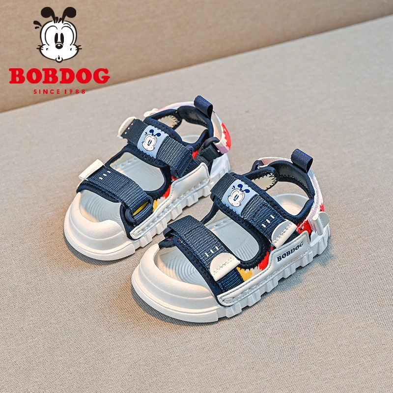 巴布豆男童鞋夏季凉鞋小童幼儿园宝宝机能软底儿童包头沙滩鞋男孩