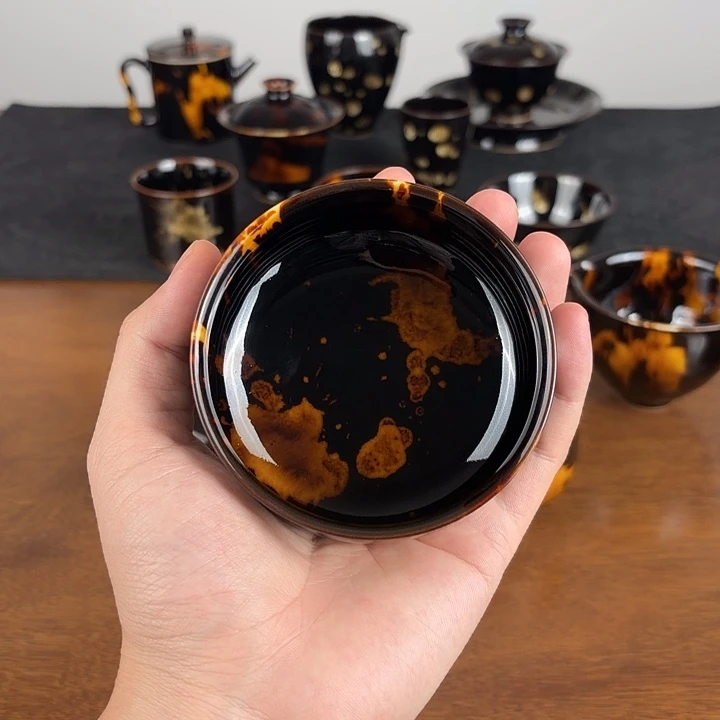 瓷玳瑁釉矮炉式杯