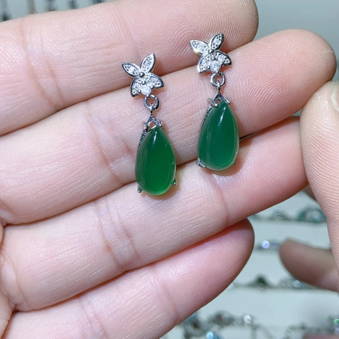 绿水晶戒指银S925镶嵌