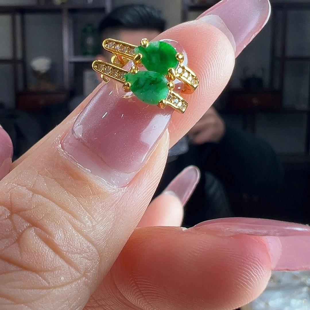 翡翠银S925镶嵌耳饰耳环25